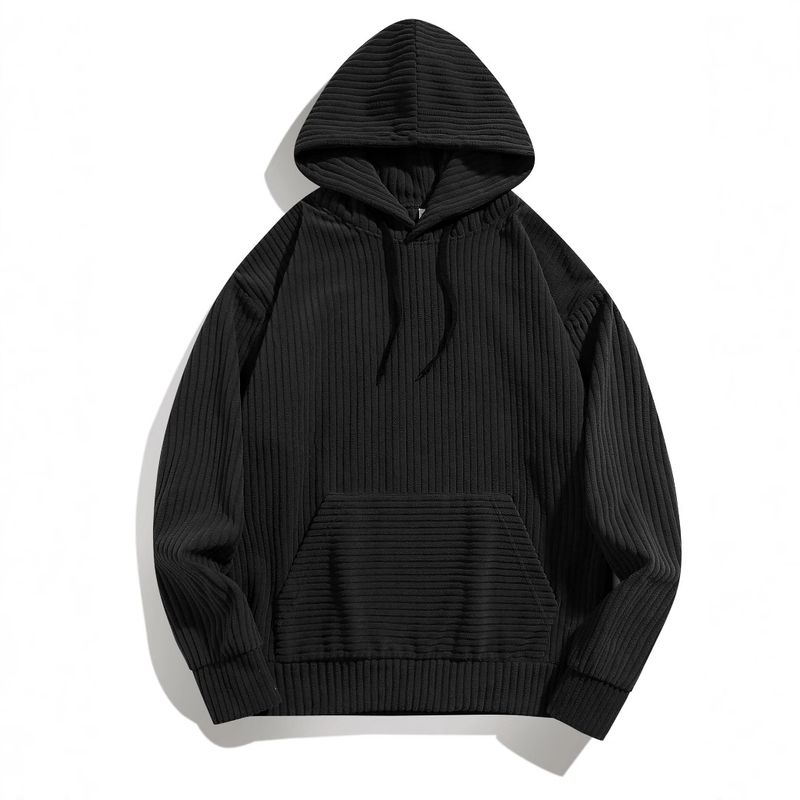 Sudadera polar extragrande con capucha para hombre: jersey informal con estampado de logotipo, sudadera cálida de invierno para un estilo urbano._voghion.com