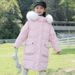 Girls’ Shiny Long Puffer Coat – Glossy Winter Jacket With 50%-55% White Duck Down (Rainbow/Purple/Pink, Sizes 120-160cm, Soft & Trendy)_voghion.com