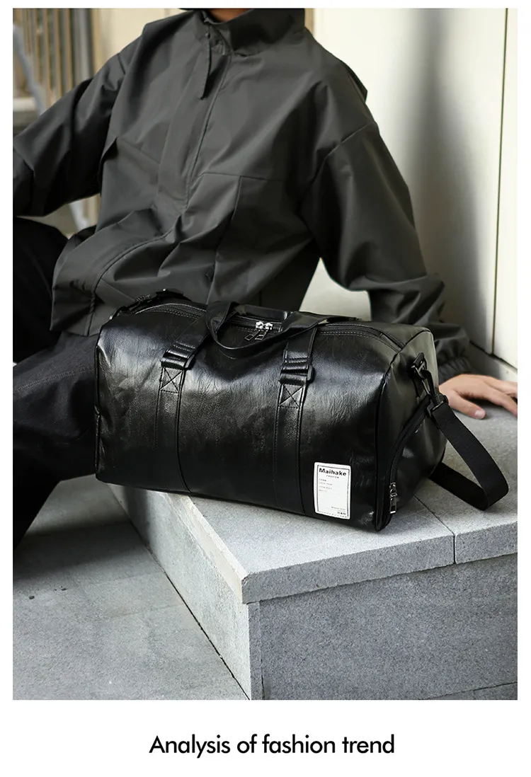 New PU short distance sports yoga fitness training bag, men's waterproof portable travel bag_voghion.com