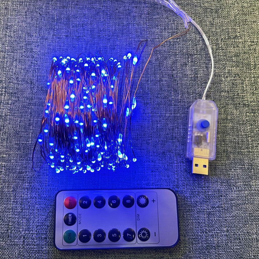 USB Remote Control LED Fairy Lights With 8 Color Options, Flexible Copper Wire String Lights For Christmas, Wedding, Party, Home Decoration_voghion.com