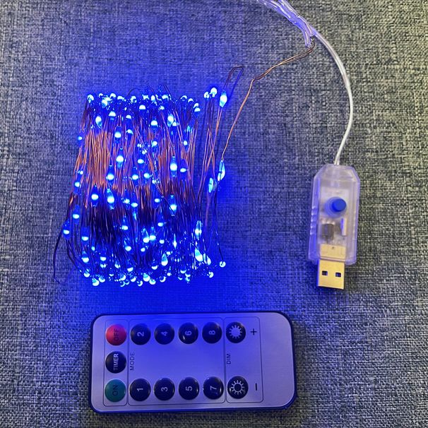 USB Remote Control LED Fairy Lights With 8 Color Options, Flexible Copper Wire String Lights For Christmas, Wedding, Party, Home Decoration_voghion.com