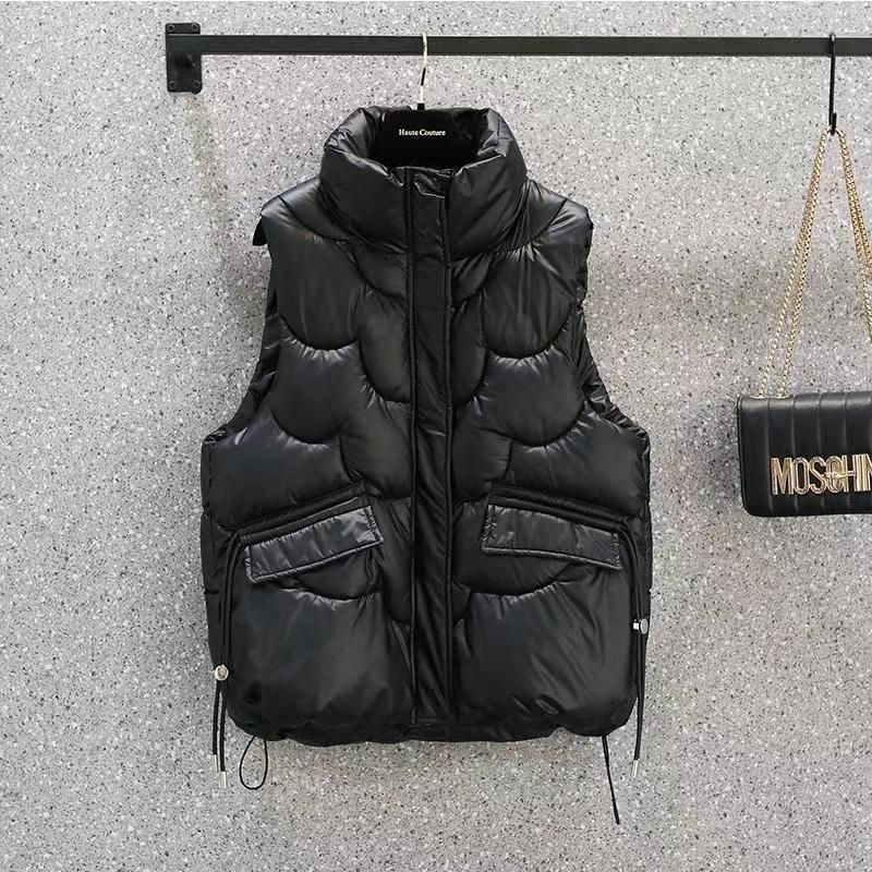 Herrenbekleidung 2024 NEU Herbst und Winter neue koreanische Damen-Kurzversion locker verdickte vielseitige waschfreie glänzende Weste_voghion.com
