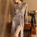 Neu Damen Hotel Sexy Offene Front Robe High-End Luxus Satin Wie Nachtwäsche Loungewear_voghion.com
