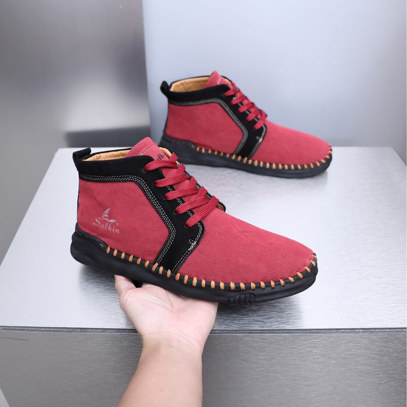 2408 Herren-Chelsea-Boots aus Rindsleder-Wildleder, Modell Martin, Rot. Größe auswählen und Verkäufer informieren._voghion.com