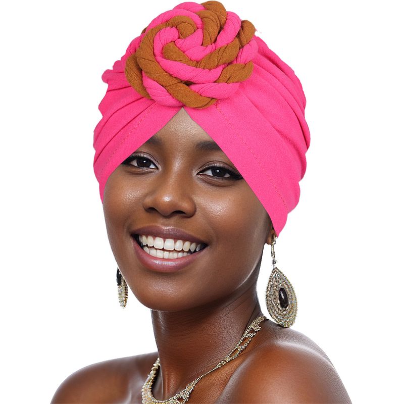 popular women's flower hats, color matching swirl headscarf hats, fashionable ethnic style turban hats_voghion.com
