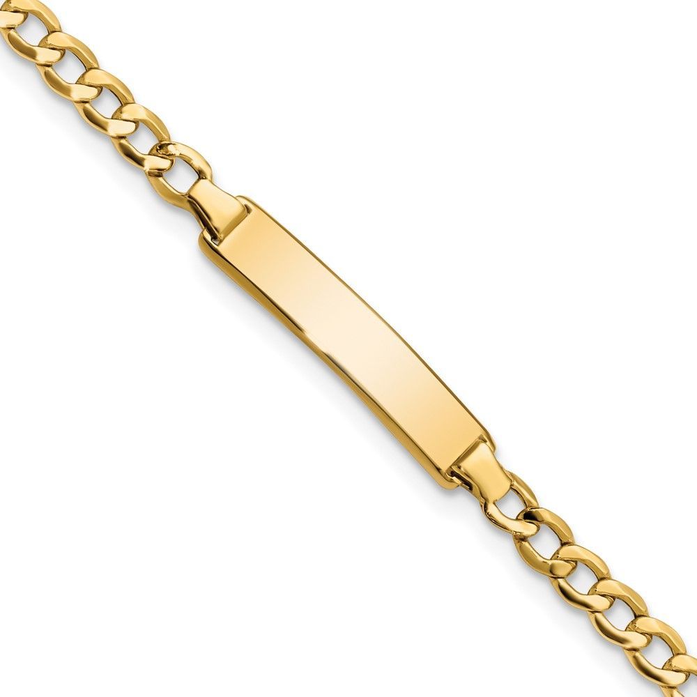 14k Semi-solid Cuban Link ID Bracelet_voghion.com