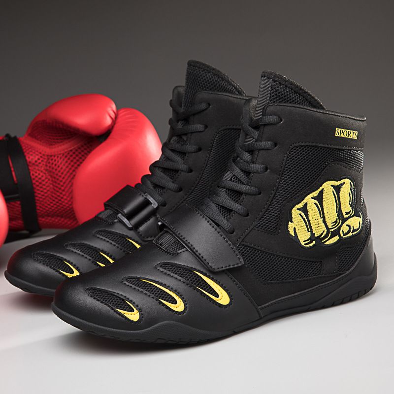 New Professional Boxing Shoes For Teenagers Size 29 46 Fighting Sanda Wrestling Shoes Breathable Non Slip Competition Training Shoes_voghion.com