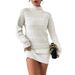 Slim-Fit Ribbed Knit Dress – Versatile Mock Neck Long Sleeve Bodycon Dress For Women (Black/White/Wine, S-XL)_voghion.com