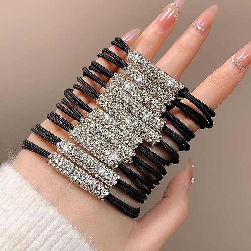 Nuovo anello con strass per coda di cavallo, elastico di alta qualità, resistente, con corda elastica, per capelli_voghion.com