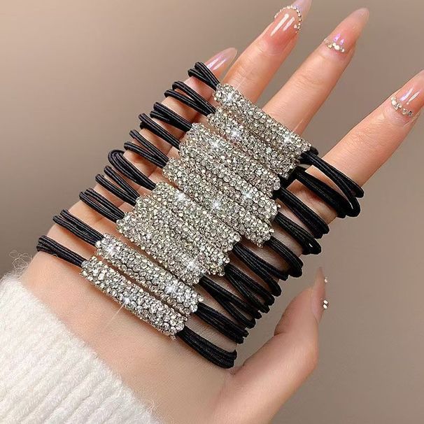 Nuovo anello con strass per coda di cavallo, elastico di alta qualità, resistente, con corda elastica, per capelli_voghion.com