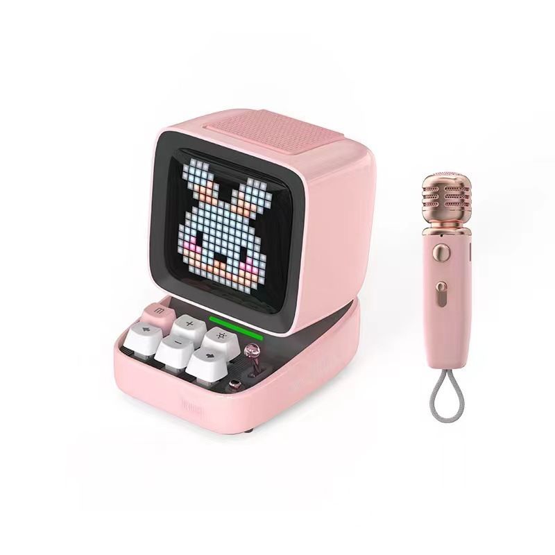Retro Pixel Art Bluetooth Portable Speaker Alarm Clock DIY LED Display Board; Cute Gift Home Light Decoration_voghion.com