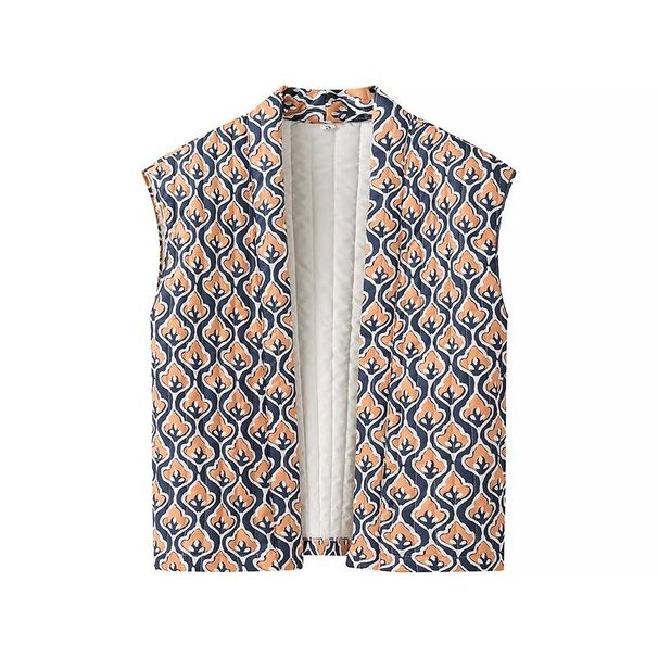Gilet en coton matelassé imprimé pour femme, nouveau produit automne/hiver 2024 w091 2106_voghion.com