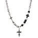Necklace Men Necklace Hip Hop Cuban Chain Cross Zircon Non-Fading Titanium Steel For Men Versatile High-End Cuban Chain Hip-Hop Niche Choker Necklace_voghion.com
