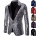 1 European And American Performance Dress Gold Sequin Korean Suit Nightclub Men's Wear Host Emcee Studio Jacket In Stock_voghion.com