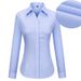 Women’s Cotton Long Sleeve Shirt – Wrinkle-Free Business Blouse With V-Neck & Straight Collar (Sizes 35-42)_voghion.com