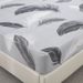 Gray And White Feather Bohemian Mattress Cover Polyester 3D Bedspread_voghion.com
