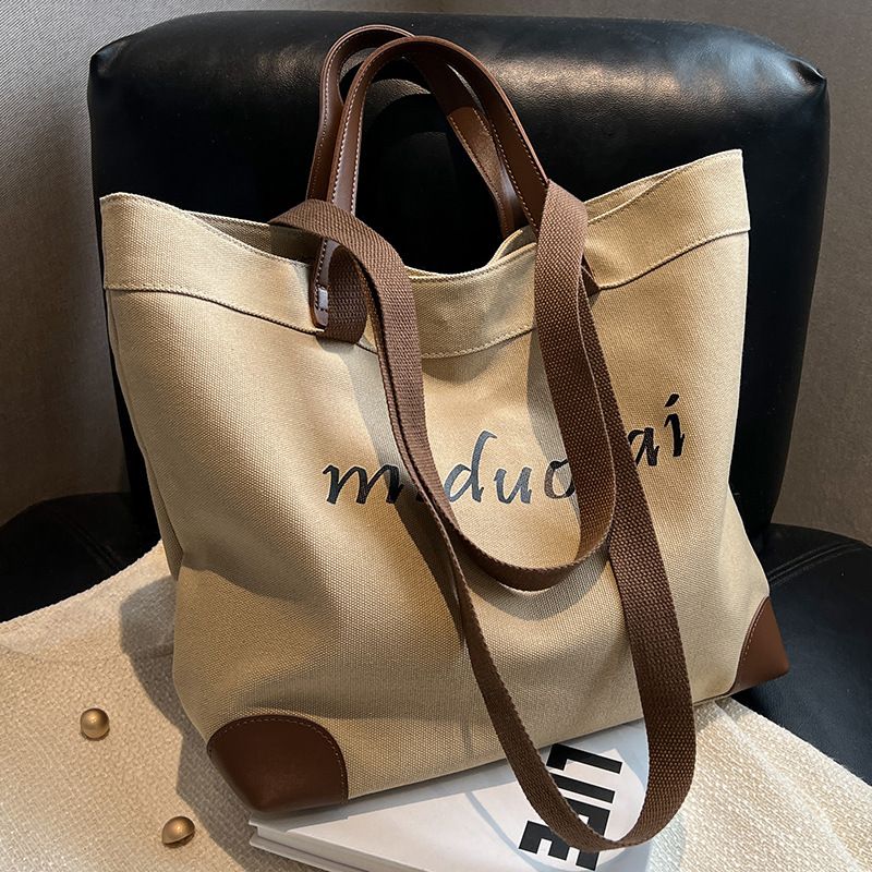 Women Canvas Tote Handbags Casual Shoulder Work Bag Luxury Designer Crossbody Bag With Sunshine Embroidery_voghion.com