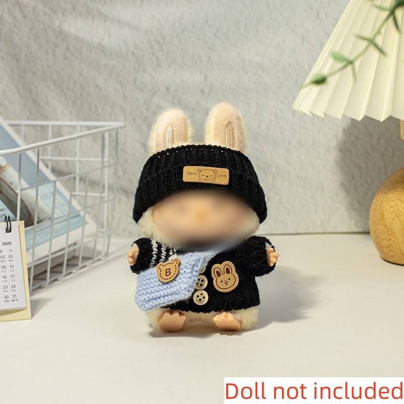 New Series 1st And 2nd Generation Universal Keychain Bag Accessories 3-piece Black Sweater Design Set Knitted Blue Bag (sweater Only)_voghion.com