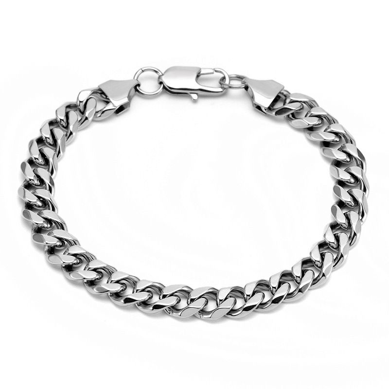 Bracciale Hip Hop minimalista da 9 mm di larghezza, a sei lati, lucido, da uomo, in acciaio al titanio, alla moda e prepotente._voghion.com