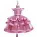 Robe de spectacle perlée pour enfants européens et américains, robe bouffante multicouche pour fille, robe de Noël pour enfants_voghion.com