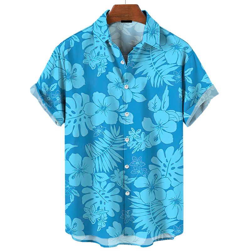 Hawaiihemd für Herren, bunt, 3D-Druck, Pflanzen, Blumen, Sommermode, kurze Ärmel, coole Street-Knopf-Reversbluse, Tops, Kleidung_voghion.com