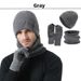 Autumn Winter Men's Scarf Gloves Three-Piece Set Fleece Lined Thickened Warm Knitted Hat Casual Versatile_voghion.com