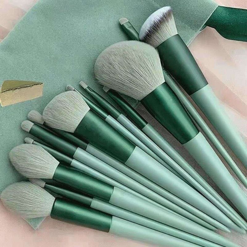 Juego de brochas de maquillaje esponjoso, 13 Uds., brocha correctora de maquillaje, colorete, polvo suelto, sombra de ojos, base, maquillaje U_voghion.com