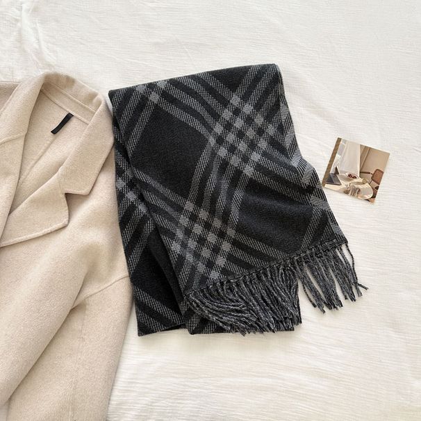 Sciarpa scozzese – Scialle avvolgente in morbida lana sintetica con nappe (accessorio moda invernale, design a quadri oversize, leggero e caldo)_voghion.com