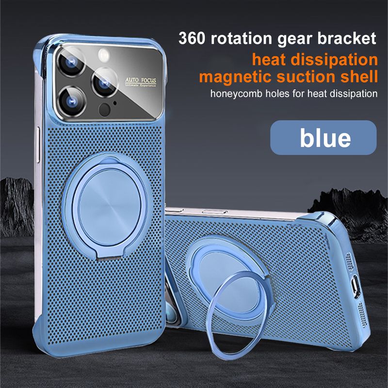 Ring Stand Phone Case For 15 Pro 14 13 Pro Max, Magnetic Wireless Charging Plasting Cover, Visual Windows Shockproof Phone Cover Skin, 360° Rotation_voghion.com