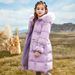 Girls' Winter Coat With Faux Fur Hood – Princess-Style Puffer Jacket (Black/Purple) – Warm Polyester Fill, Soft & Stylish (8-14 Years)_voghion.com