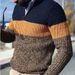Abbigliamento da uomo Maglione casual da uomo con scollo a V e cerniera - Pullover a blocchi di colore per autunno e inverno (giallo, rosso, grigio) - Vestibilità comoda, lavabile in lavatrice_voghion.com