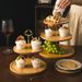 Tortenständer aus Holz für Zuhause, Wohnzimmer, Party, kreativer mehrschichtiger Obstteller, modernes, schlichtes rundes Ablagetablett, Dim-Sum-Kuchenteller_voghion.com