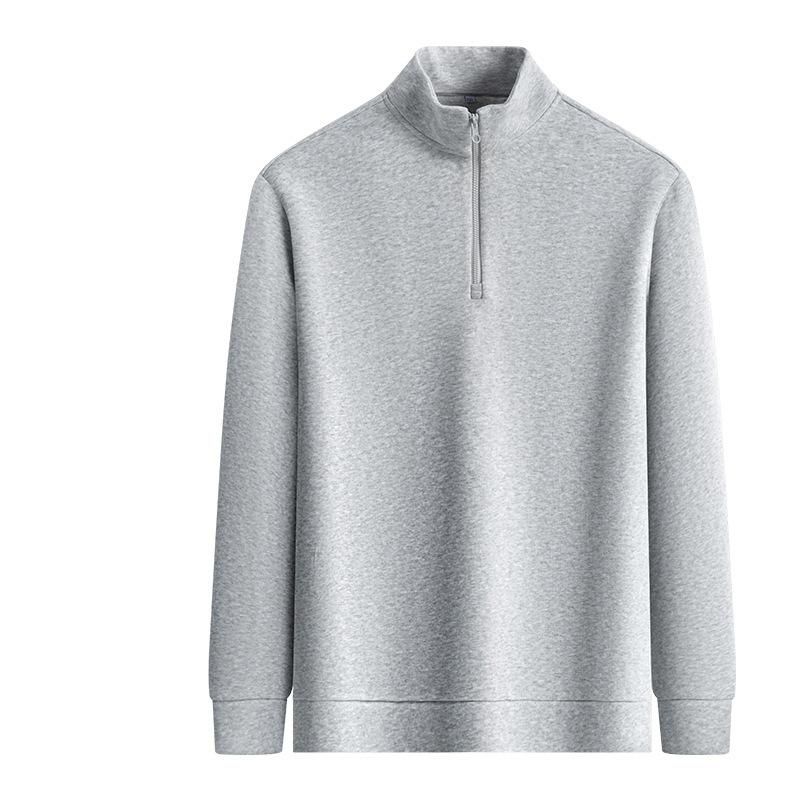 Sweatshirt mit Reißverschluss für Herrenbekleidung – Pullover aus weicher Baumwollmischung, lässige, lockere Passform, einfarbig, langärmlig, ohne Kapuze, leicht und bequem_voghion.com