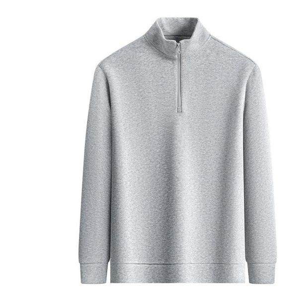 Sweatshirt mit Reißverschluss für Herrenbekleidung – Pullover aus weicher Baumwollmischung, lässige, lockere Passform, einfarbig, langärmlig, ohne Kapuze, leicht und bequem_voghion.com
