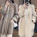 Korean style autumn and winter lazy style thick line plus size sweater cardigan elegant mid-length loose knitted thickened coat for women_voghion.com