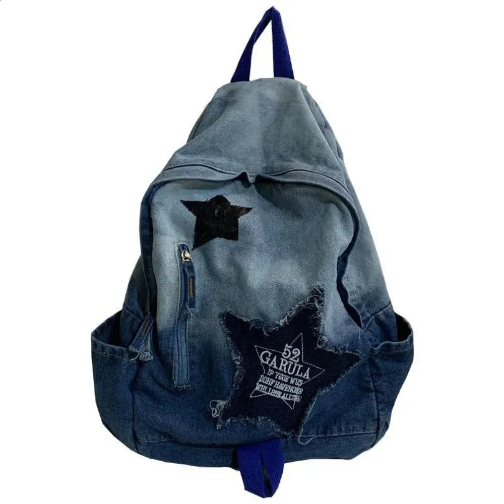 Zaino per studenti di grande capacità con motivo a stelle alla moda, stile punk Y2K, 240902_voghion.com