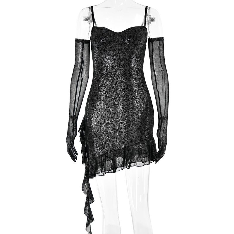 Abbigliamento da donna, abito con imbracatura argentata, moda, vendita calda, sexy, ragazza calda, zaino, gonna alla moda_voghion.com