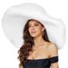 Sieviešu pludmales salmu moderna lielizmēra cepure ar platām malām, vasaras rokām darināta krokota mala mīkstas kažokādas saules cepure_voghion.com