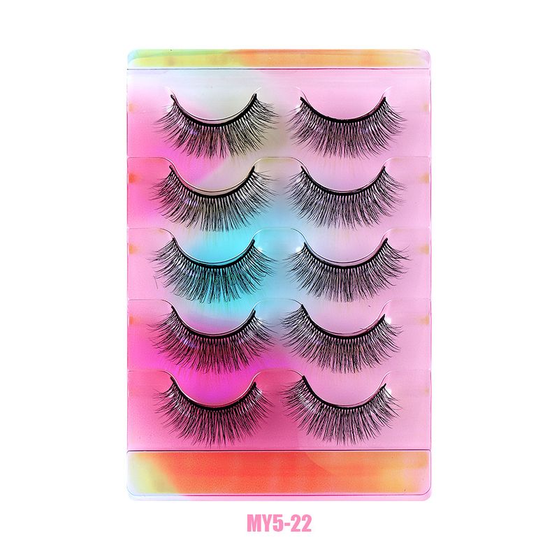 Lash extension set 3D Multi-layer thick 5 pairs eyelashes natural eyelash simulation curling false eyelashes_voghion.com