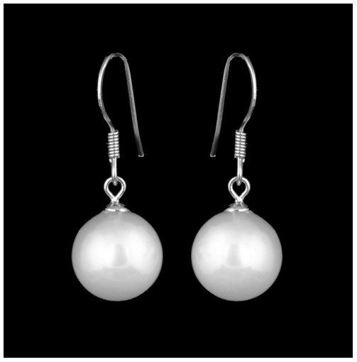 Orecchini pendenti con gancio in argento sterling da 12 mm, con perle di conchiglia rotonde, viola, confezione regalo C9_voghion.com