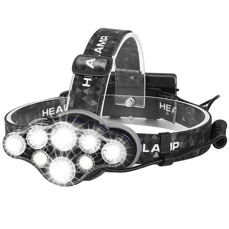 Ny stærk lys med lang rækkevidde 8LED multifunktionel T6 forlygte udendørs natfiskeri camping USB-opladning COB forlygte_voghion.com