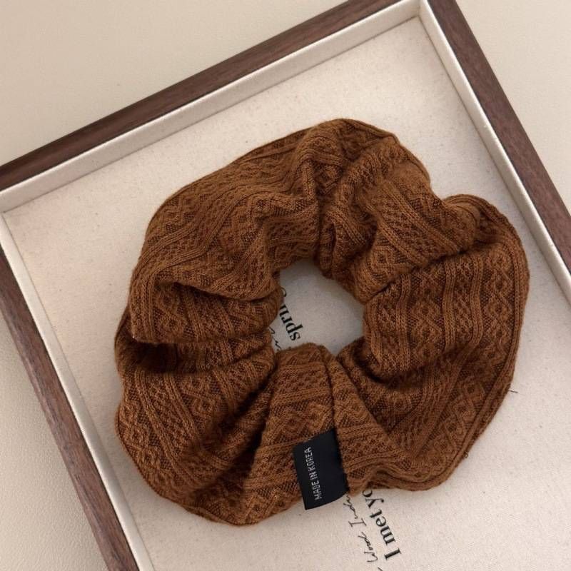 Herfst en winter melkachtige curry kleur stof retro bloemenpatroon dikke darm haarband vrouwelijke hoge paardenstaart hoofd bloem haar touw holster hoofdband_voghion.com
