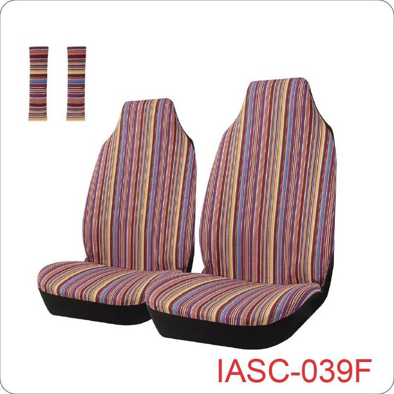 Color strip series 1 one-piece hooded car seat cover with shoulder protector ethnic style_voghion.com