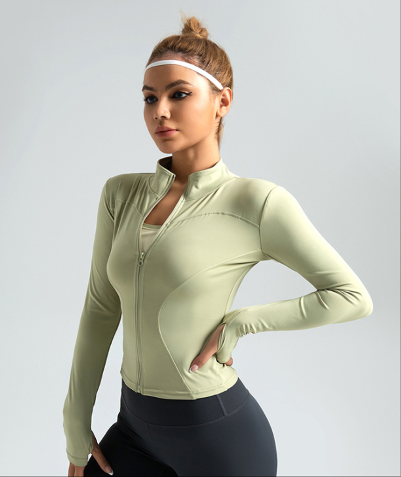 Nahtlose Outdoor-Sportjacke für Damen mit Naked Feel, eng anliegend, atmungsaktiv, für Yoga, Workout, Laufjacke_voghion.com