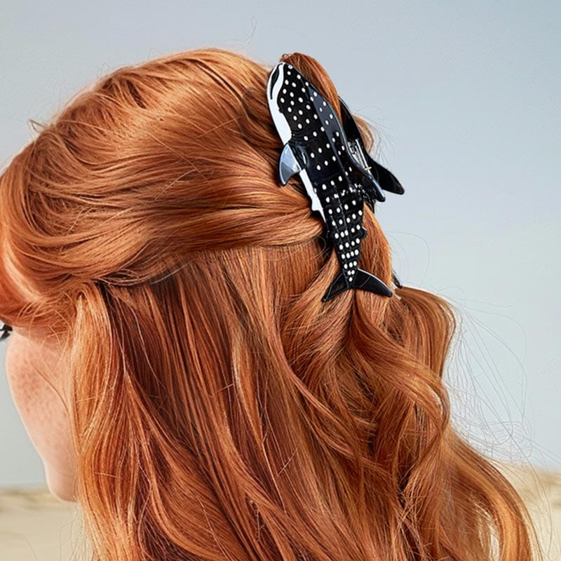 Jumbo Black Whale Shark Hair Claw Clip – Ocean-Inspired Statement Accessory Symbolizing Calm Strength And Timeless Elegance_voghion.com