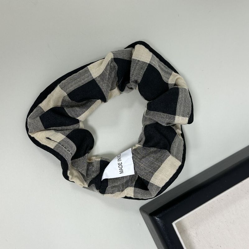 South Korea olive green plaid fabric large intestine hair band hair rope female retro sweet girl head rope temperament hair accessories_voghion.com