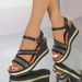 Summer Women's Wide Width Gladiator Sandals - Rhinestone Embellished Stretch Fit Platform Wedge Heels_voghion.com