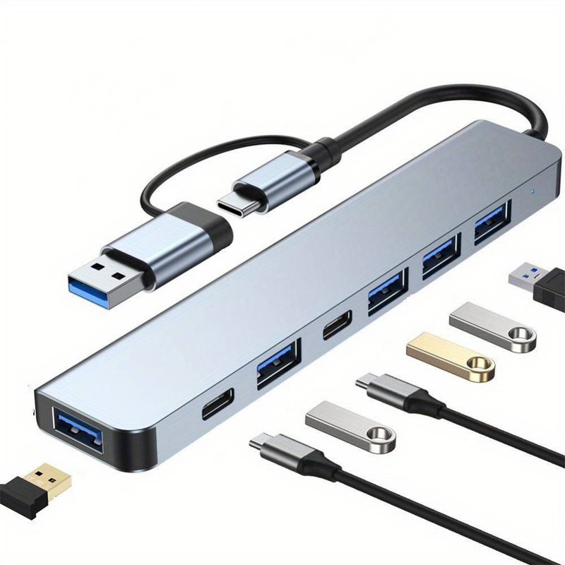 8 In 1 USB C HUB, 4 In 1 USB Adapter, 7 In 1 USB HUB With USB C Port, USB 3.0/2.0, Docking Station For MacBook Pro/Air, Computer Accessories_voghion.com