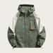 Men's Casual Loose Fit Work Jacket - Plus Size Hooded Windbreaker For Spring & Autumn (Black, Khaki, Army Green)_voghion.com