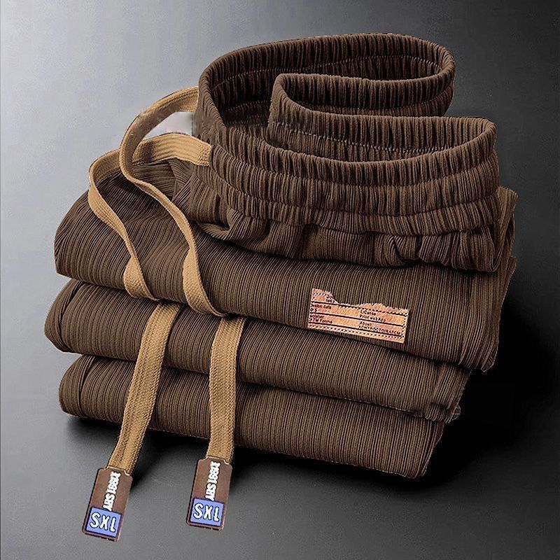 Herrenbekleidung Eisseide Dünn Lässig Elastische Taille Trendy Sporthose Locker Schlank Gerade Hose Lange Hose_voghion.com